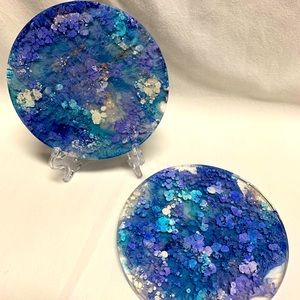 Handmade resin coasters set of 6